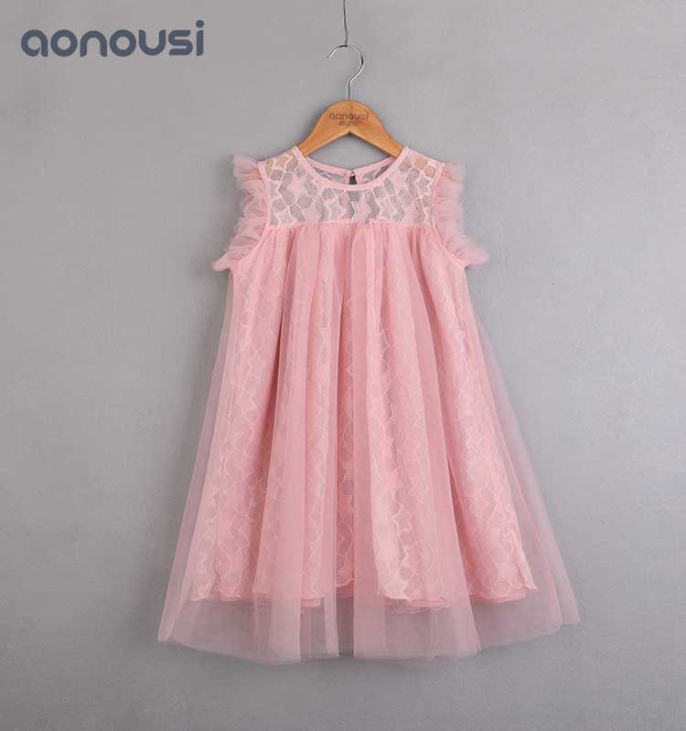 2019 Summer Little Kids Girls Lace Dress Sleeveless Skirt Pink Princess Dress fashion kids clothing korean style little girl fashion clothes