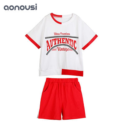 High Quality Cotton Summer Korean Fashionable Child 2 piece Girls Sets Set custom kids clothing