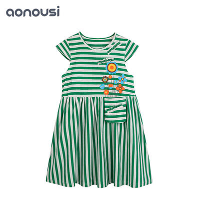 Korean version summer new children's clothes pure cotton girl's skirt striped cotton cute dress children latest dress style