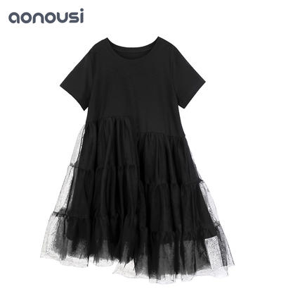 Black Lace Girl Summer Short-sleeved Skirt&dresses