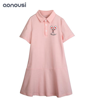 Hot-Selling Summer Cute Pink Sports Tennis Kid Girl Lapel Skirt kids brand clothes