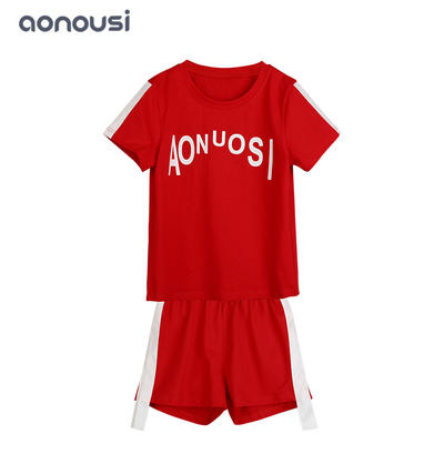 wholesale girls clothing suppliers  high quality 100% cotton red sports suits and casual set