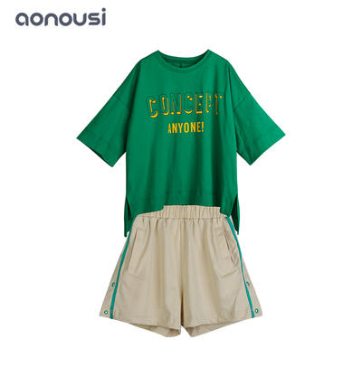 Summer new design  Korean version of children 100% cotton sporting sets wholesale girls wear