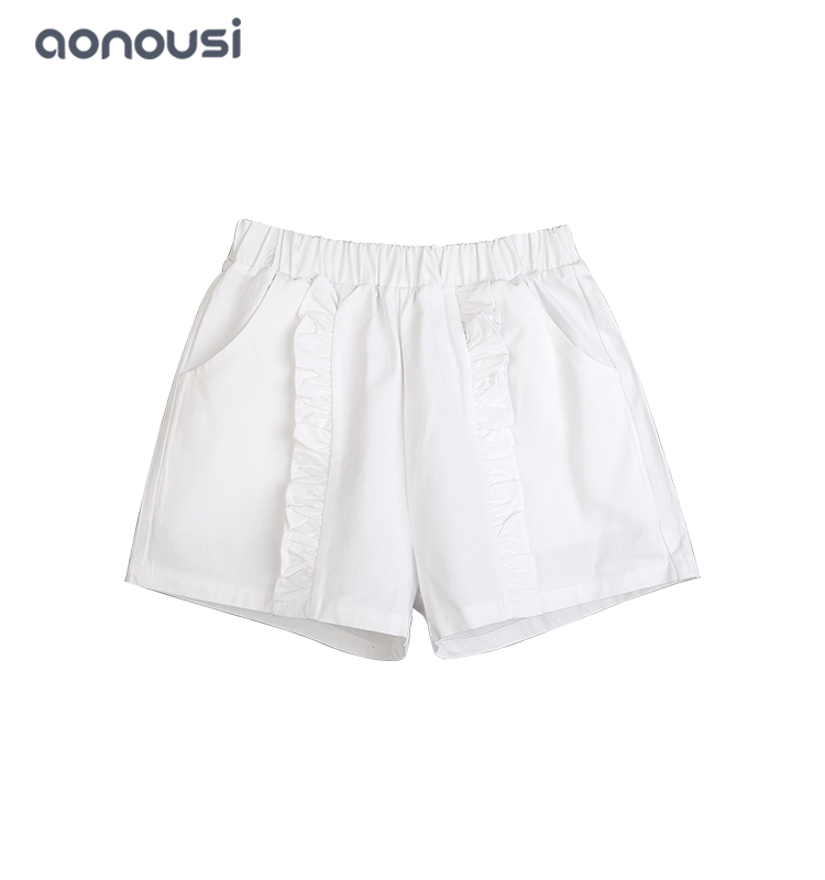 2019 New design white summer shorts for girls comfortable 100% cotton wholesale girls shorts