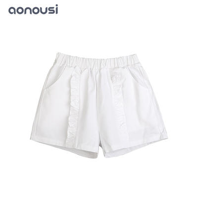 2019 New design white summer shorts for girls comfortable 100% cotton wholesale girls shorts