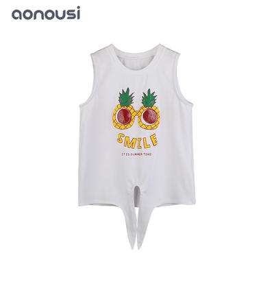 Summer sleeveless pineapple pattern girls t shirt lovely style girls wholesale fashion clothing