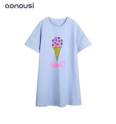 2019 summer children clothing girls fashion wholesale cartoon printing dresses big kid t shirt dresses