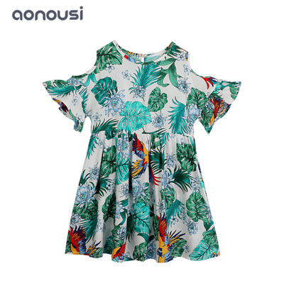 wholesale girls boutique outfits 2019 new design casual dress for girls Summer short sleeves floral dresses
