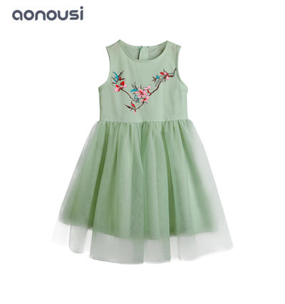 Summer girls dress  princess dresses wholesale girls clothes floral sleeveless dresses
