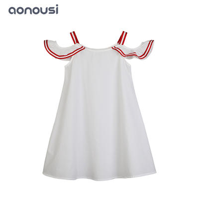 Girls kids latest design white dresses Korean version of big kids simple girls skirt wholesale girls clothes