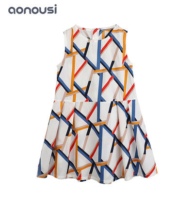 Designer children cotton dresses wholesale girls comfortable summer sleeveless dress