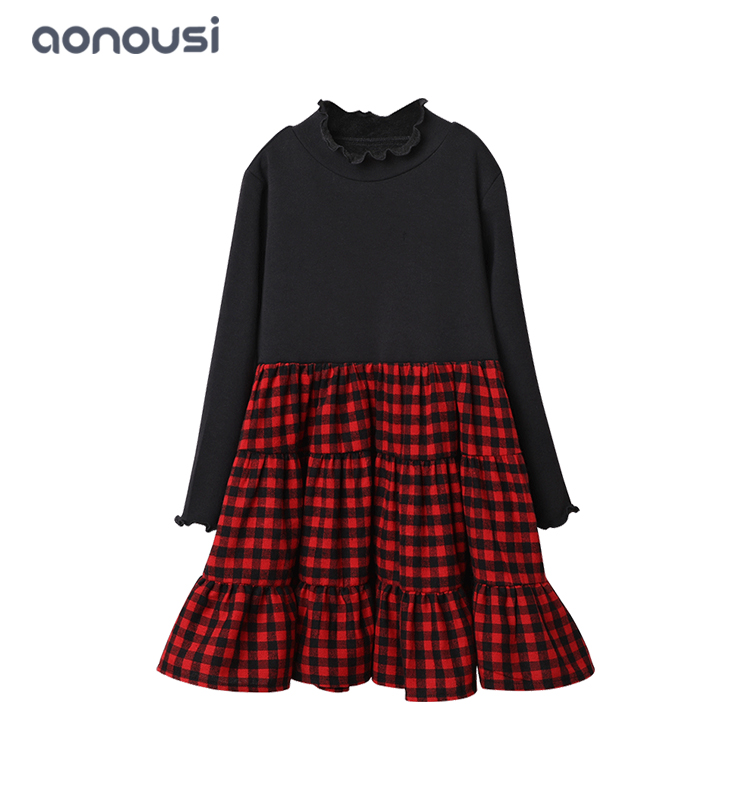 Winter Autumn girls dress wholesale girls fashion skirts red grid skirts for children