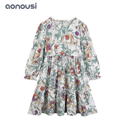 girls boutique dresses wholesale children skirt floral long sleeves dresses
