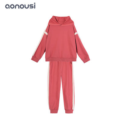 Autumn Winter new design children clothes red warm sport suit long sleeves shirt and pants two pieces  wholesale girls outfits