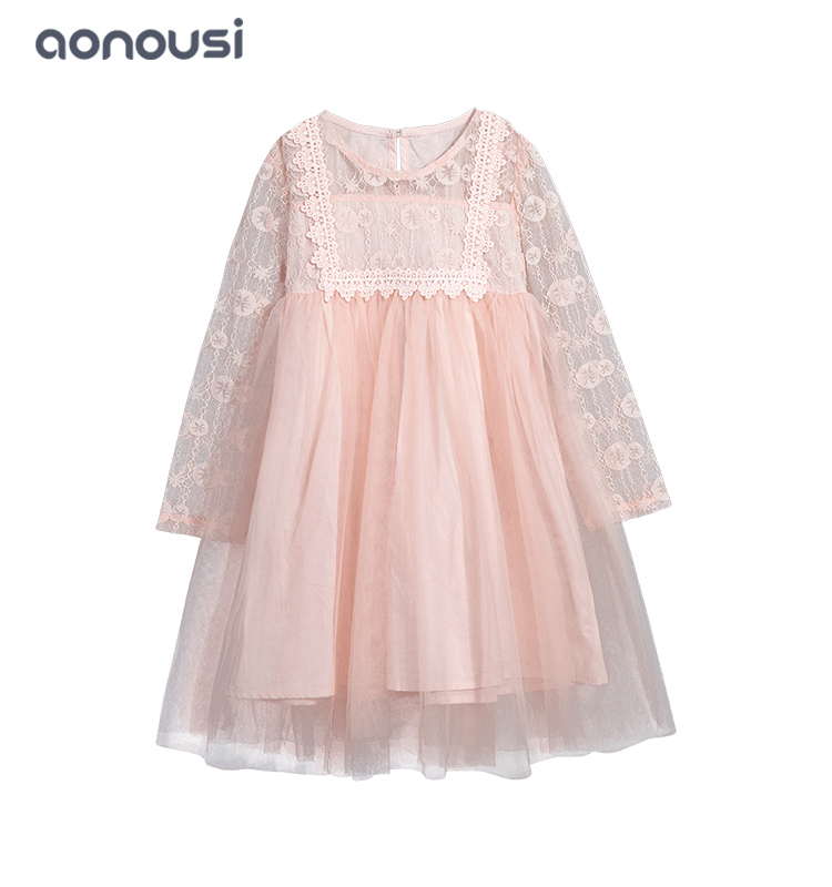 Korean version spring and autumn girl dress princess dress lace pompadour skirt wholesale girls dresses