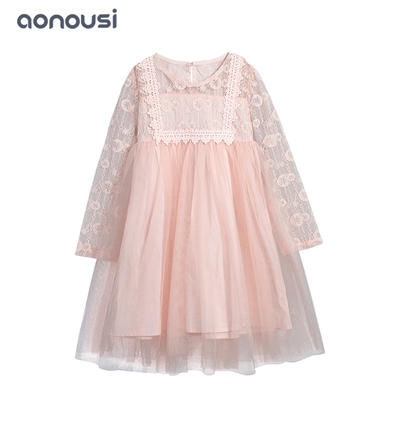 Korean version spring and autumn girl dress princess dress lace pompadour skirt wholesale girls dresses