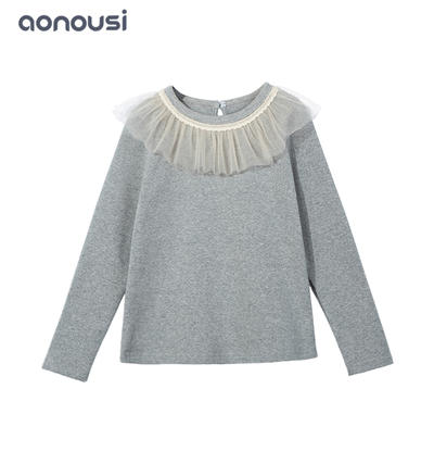 Fall winter new design t shirt long sleeves cotton t shirt colorful girls top wholesale
