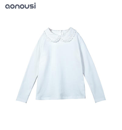 2019 Autumn winter girls clothes doll collar long sleeves warm t shirt wholesale girls clothes