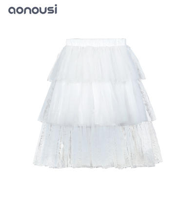 2019 Autumn winter new dresses wholesale girls fashion white cake shape lace dresses white skirt