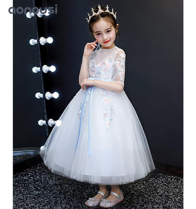 Girls dress kids dresses lace princess 2019 new style evening dresses floral Embroidered gauze dress wholesale girls dresses