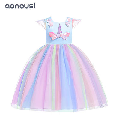 wholesale girls dresses floral short sleeves evening dresses colorful bubble dresses