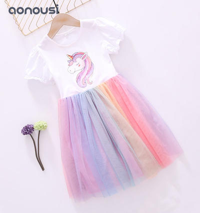 Princess dresses unicorn colorful skirt wholesale girls boutique outfits