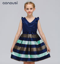 Children fashion striped dresses new style kids performance  evening dresses  wholesale girls boutique outfits