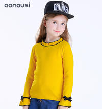 Girls pullover sweater 2019 new design stand collar and black ears knitted sweater kids wholesale girls clothes