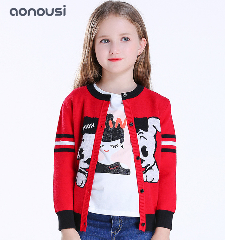 Girls knitting cardigan 2019 Autumn winter kids cartoon sweater girls wholesale clothing supplier