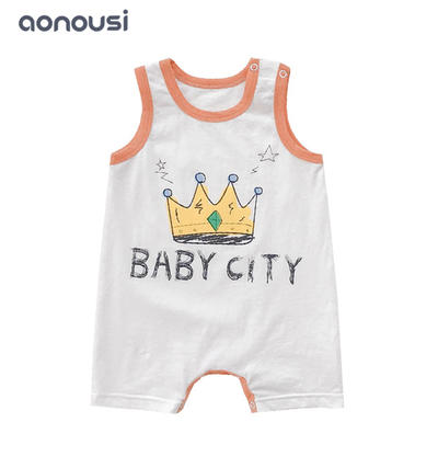 2019 new kid clothing baby vest jumpsuits wholesale girls Boys crown printing sleeveless climb clothes