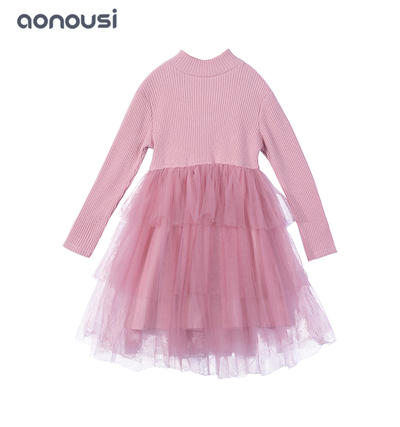 Autumn  winter dress for kids lace middle collar korean kids dress bulk buy girls clothes