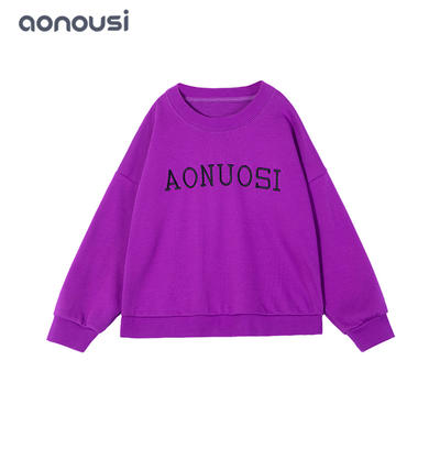 Girls t shirt purple fashion sweatshirt Autumn winter fashion girls pullover wholesale girls clothes