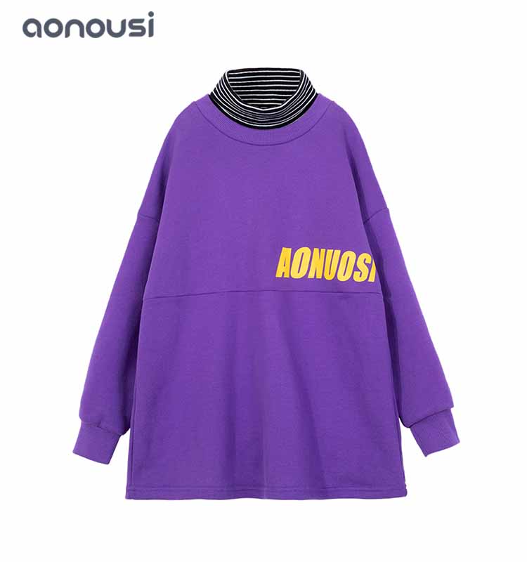 children's clothing for girls striped collar girls shirt purple long sleeves shirt wholesale girls clothing suppliers