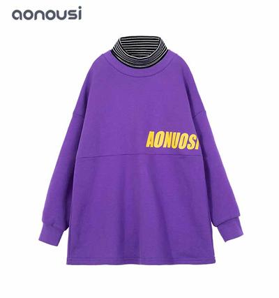 children's clothing for girls striped collar girls shirt purple long sleeves shirt wholesale girls clothing suppliers